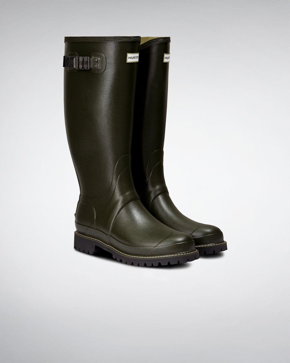 Botas de Lluvia Anchas Hunter Hombre - Balmoral - Verde Oscuro Oliva - BKGIFWT-96